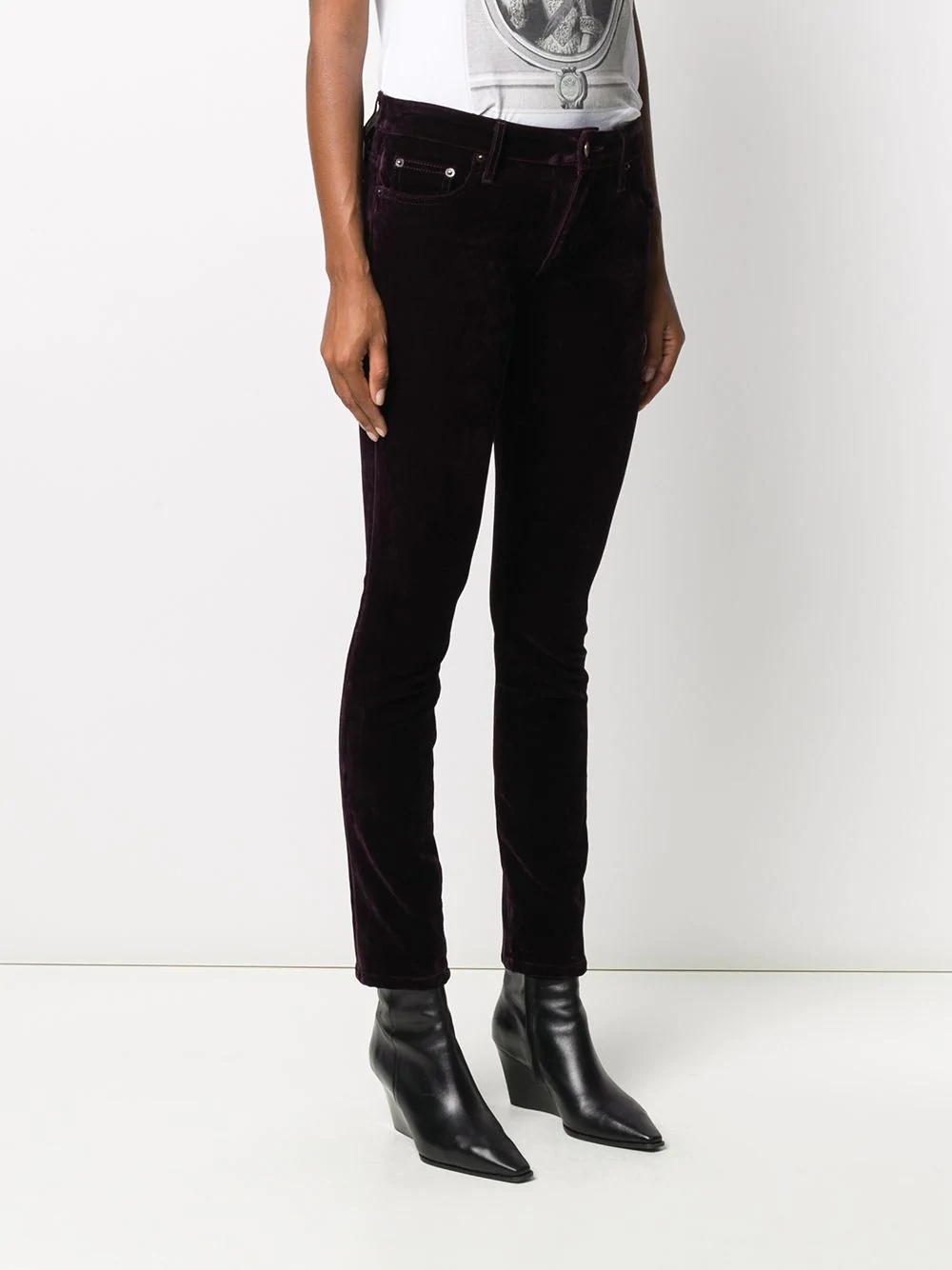 velvet-effect skinny jeans - 3