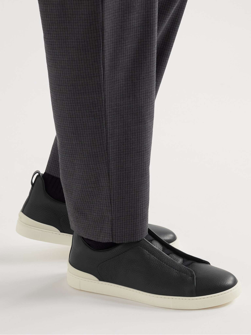 ZEGNA Full-Grain Leather Slip-On Sneakers outlook