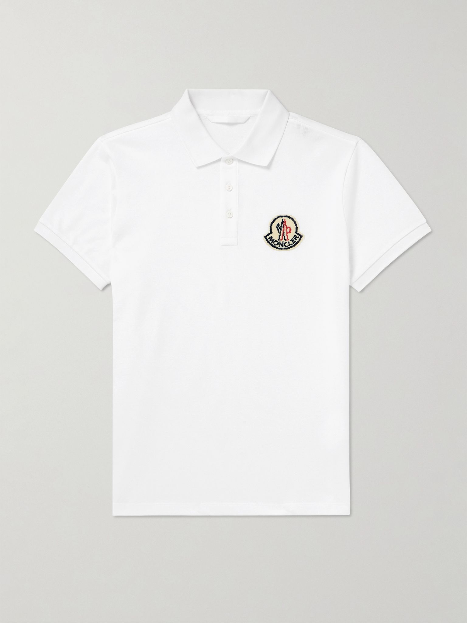 Logo-Appliquéd Cotton-Piqué Polo Shirt White - 1