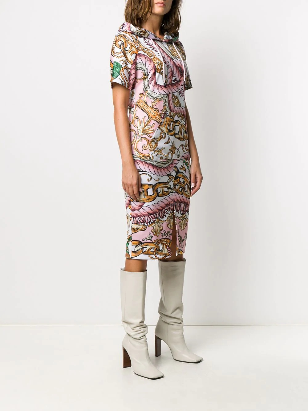 baroque-print hoodie dress - 3