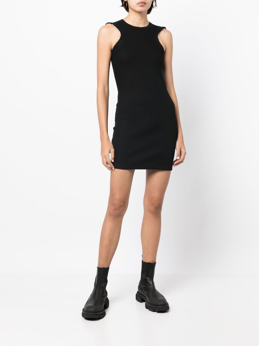 hook and eye ribbed mini dress - 6