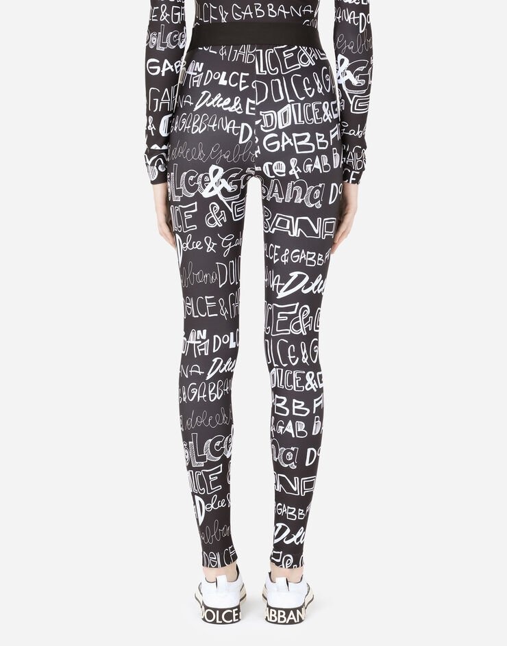 Spandex jersey leggings with DG graffiti print - 2