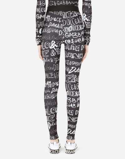 Dolce & Gabbana Spandex jersey leggings with DG graffiti print outlook