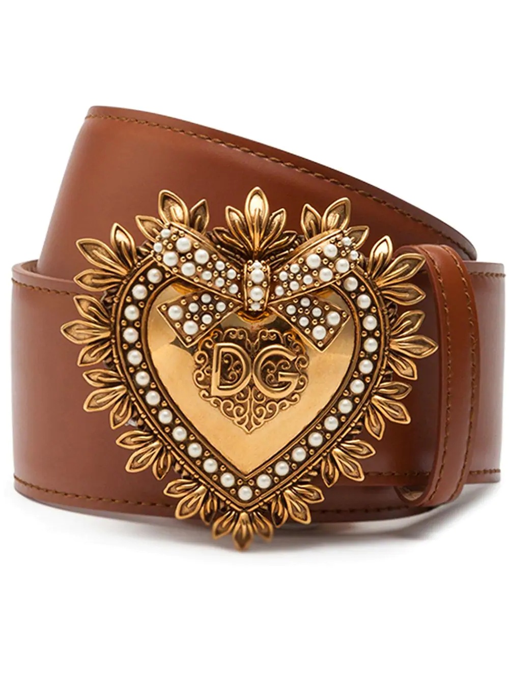 Devotion pearl-embellished leather belt - 1