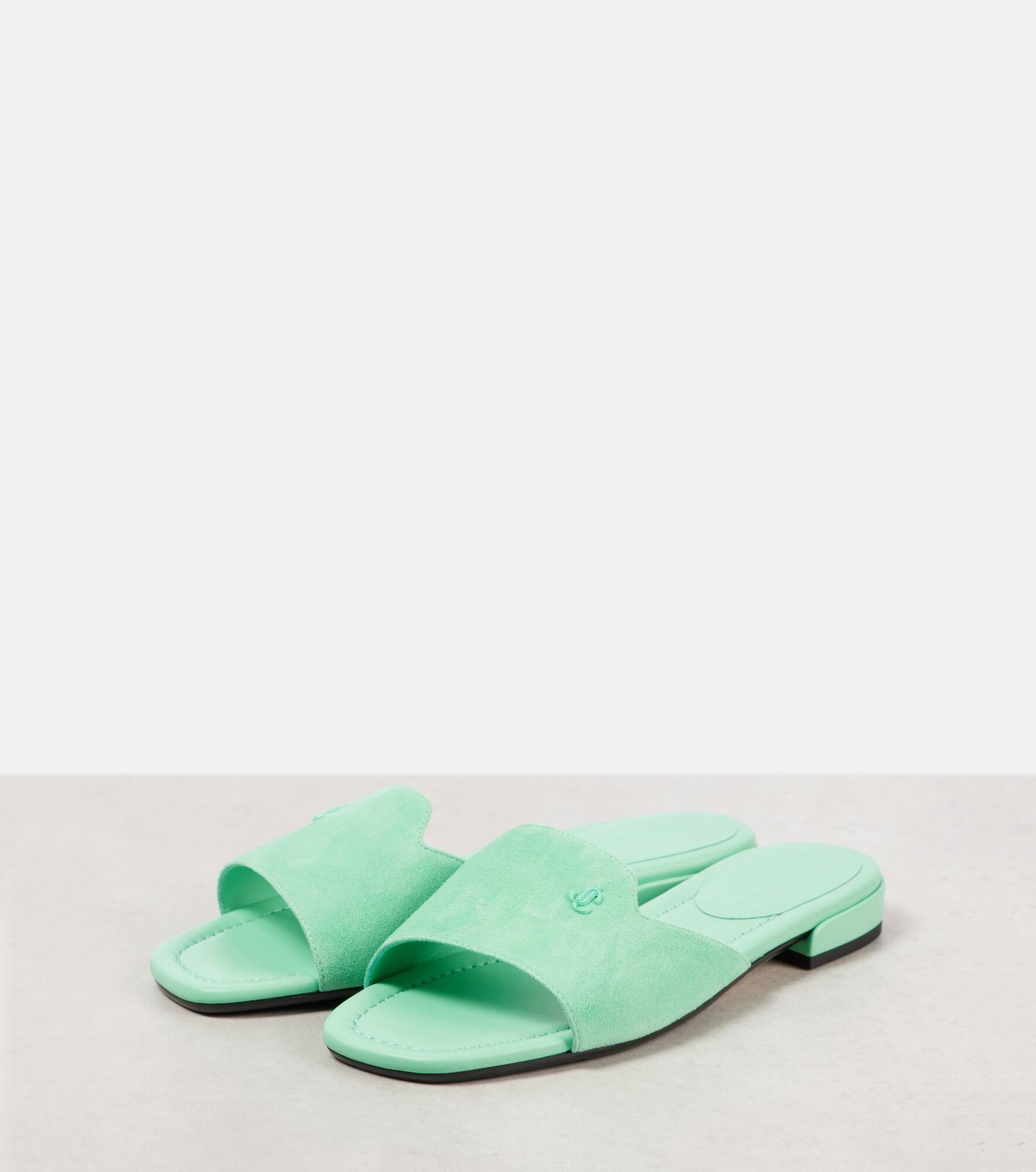 Logo suede slides - 4