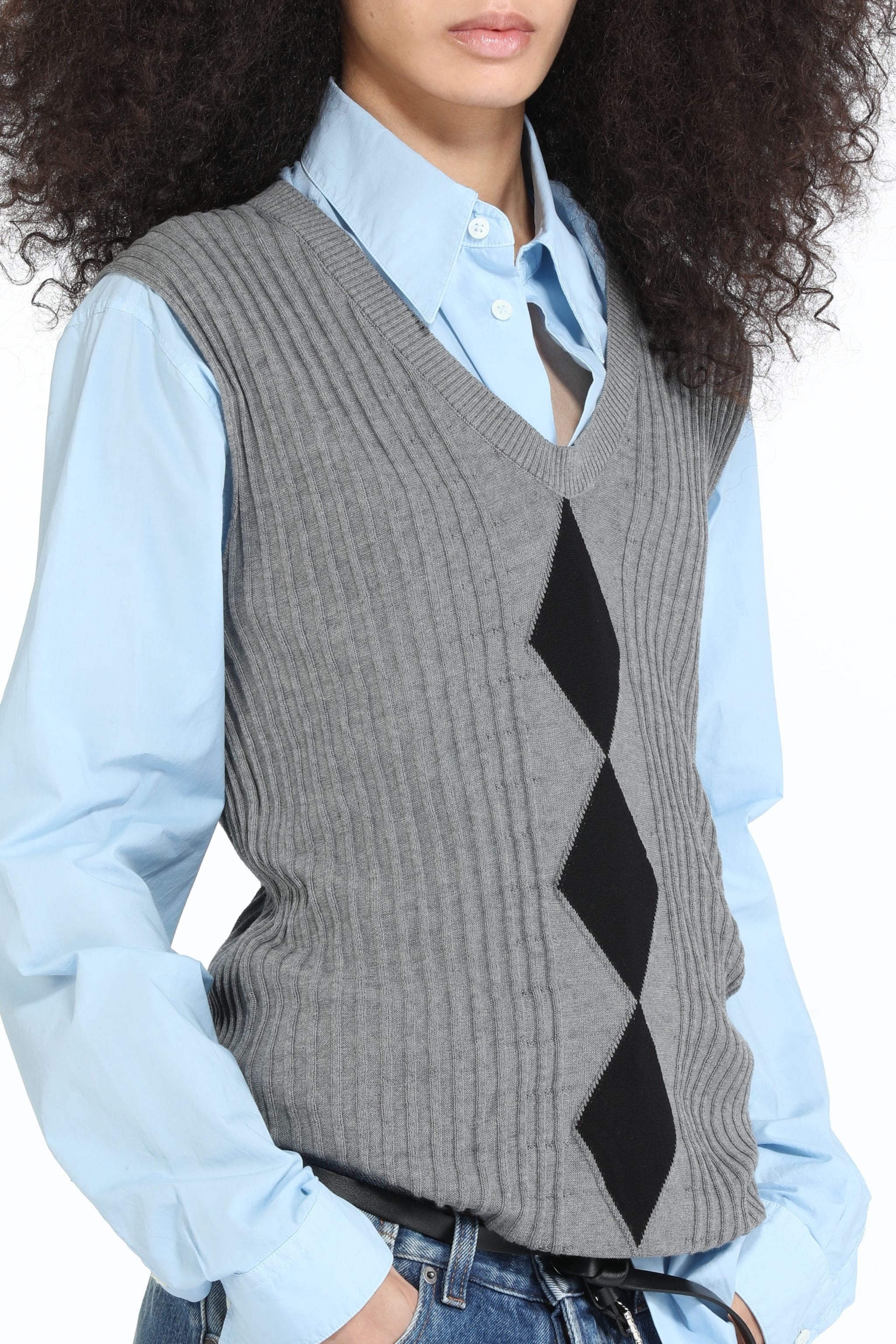 DIAMOND-JACQUARD COTTON VEST - 5