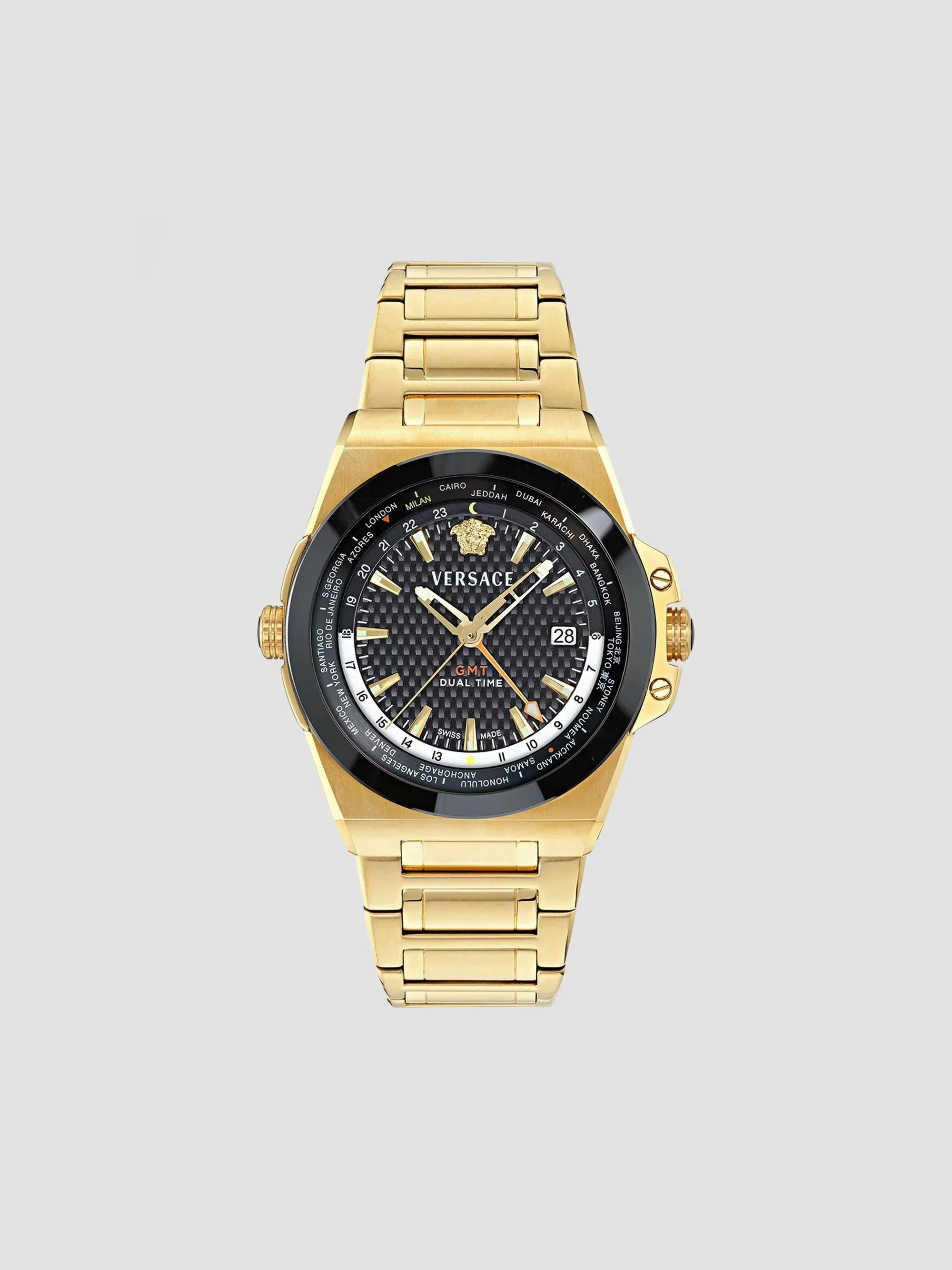 Men's Greca Reaction Goldtone Stainless Steel Bracelet Watch/44MM - Black - 1