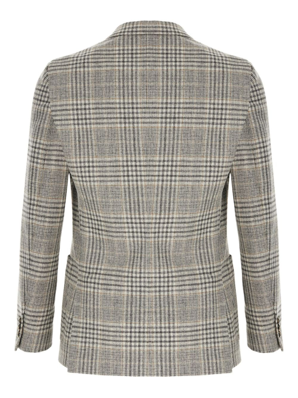 checked-pattern single-button blazer - 2