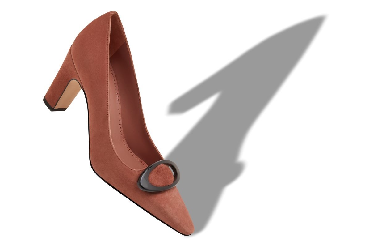 Brown Suede Pointed Toe Pumps - 2