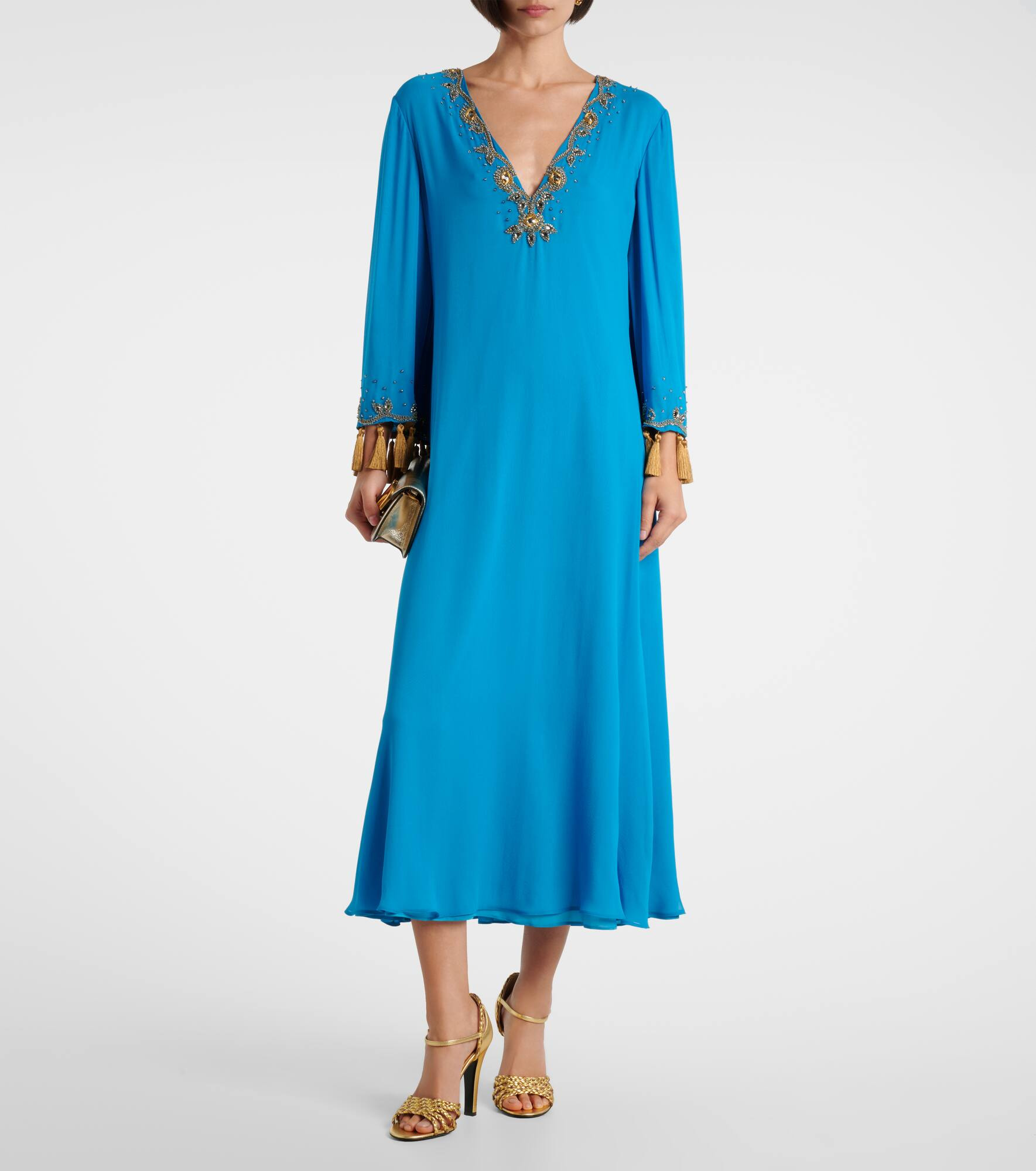 Embellished silk georgette midi dress - 2