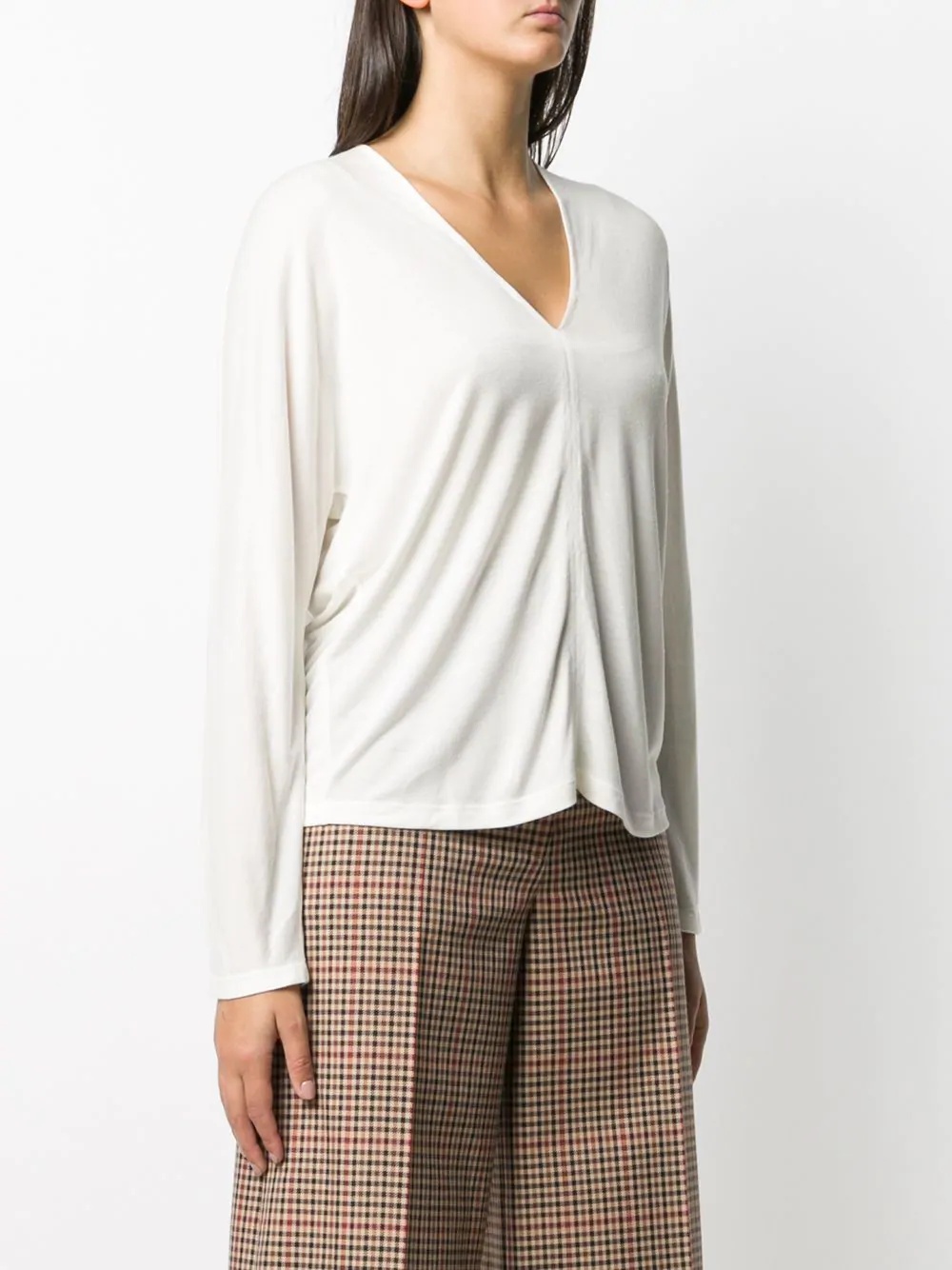 fine-knit v-neck top  - 3