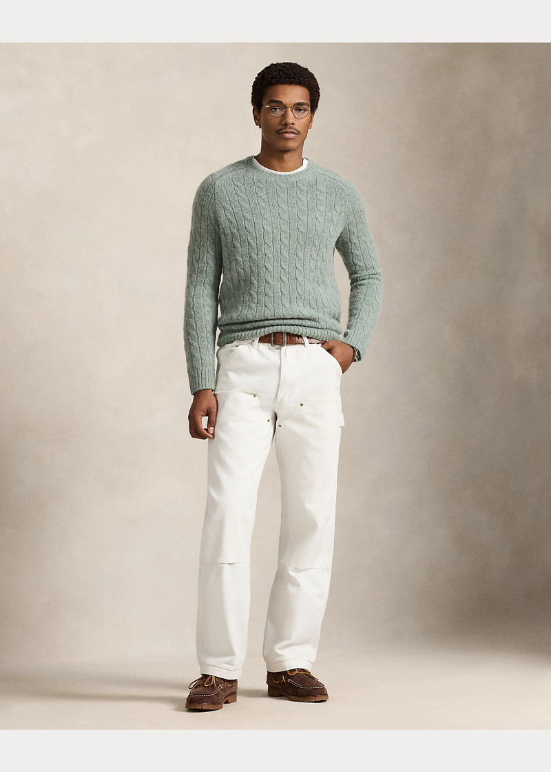 Suede-Patch Cable-Knit Sweater 3