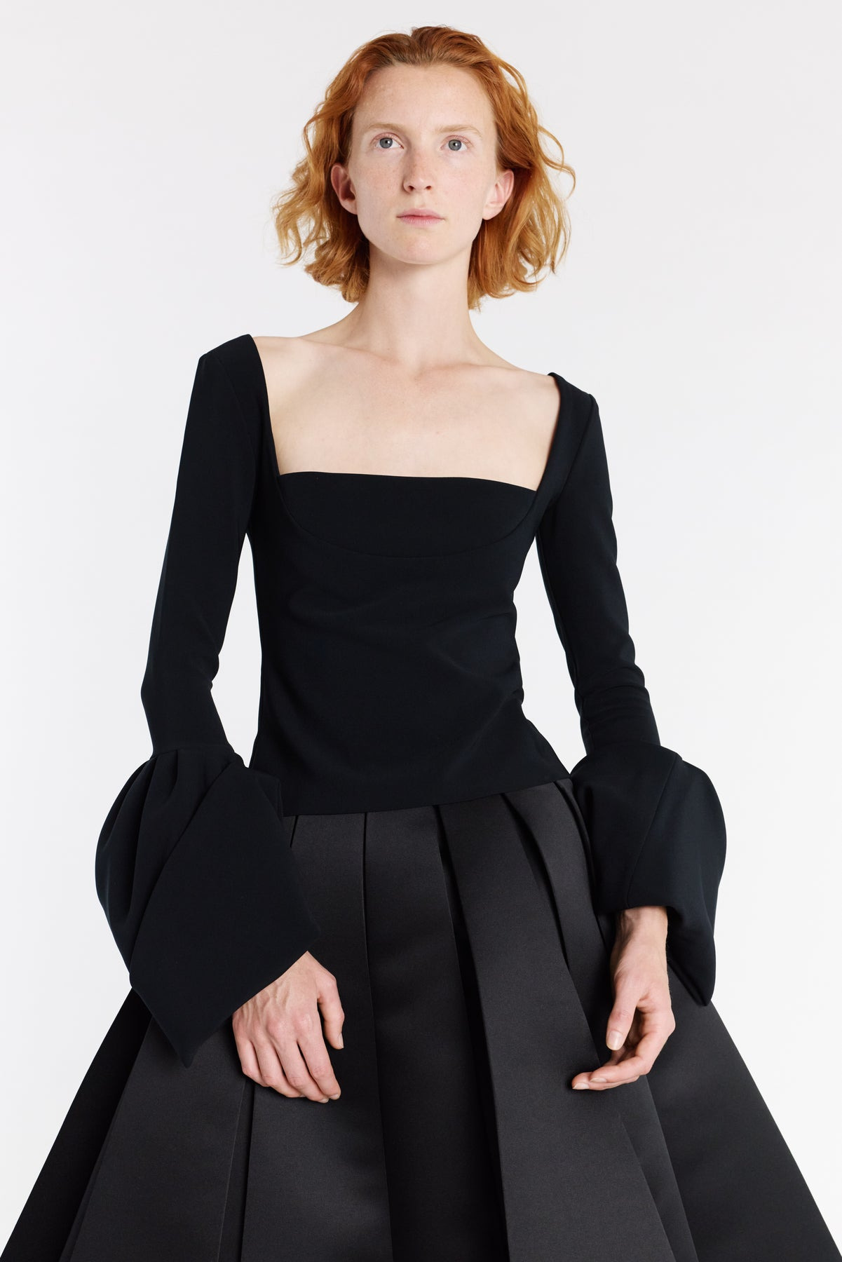 SATIN PANELLED SKIRT BLACK - 6