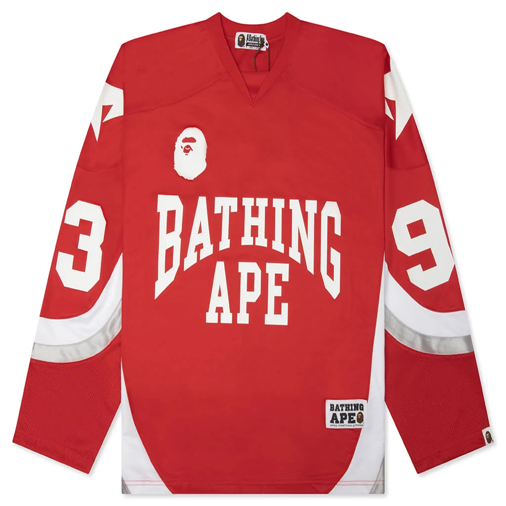 LINE CAMO JACQUARD LOGO RELAXED FIT ICE HOCKEY JERSEY - RED - 1
