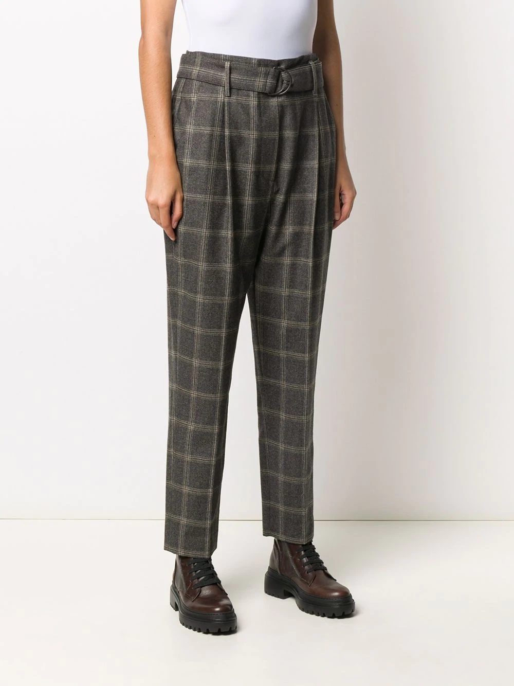 checked straight-leg trousers - 3