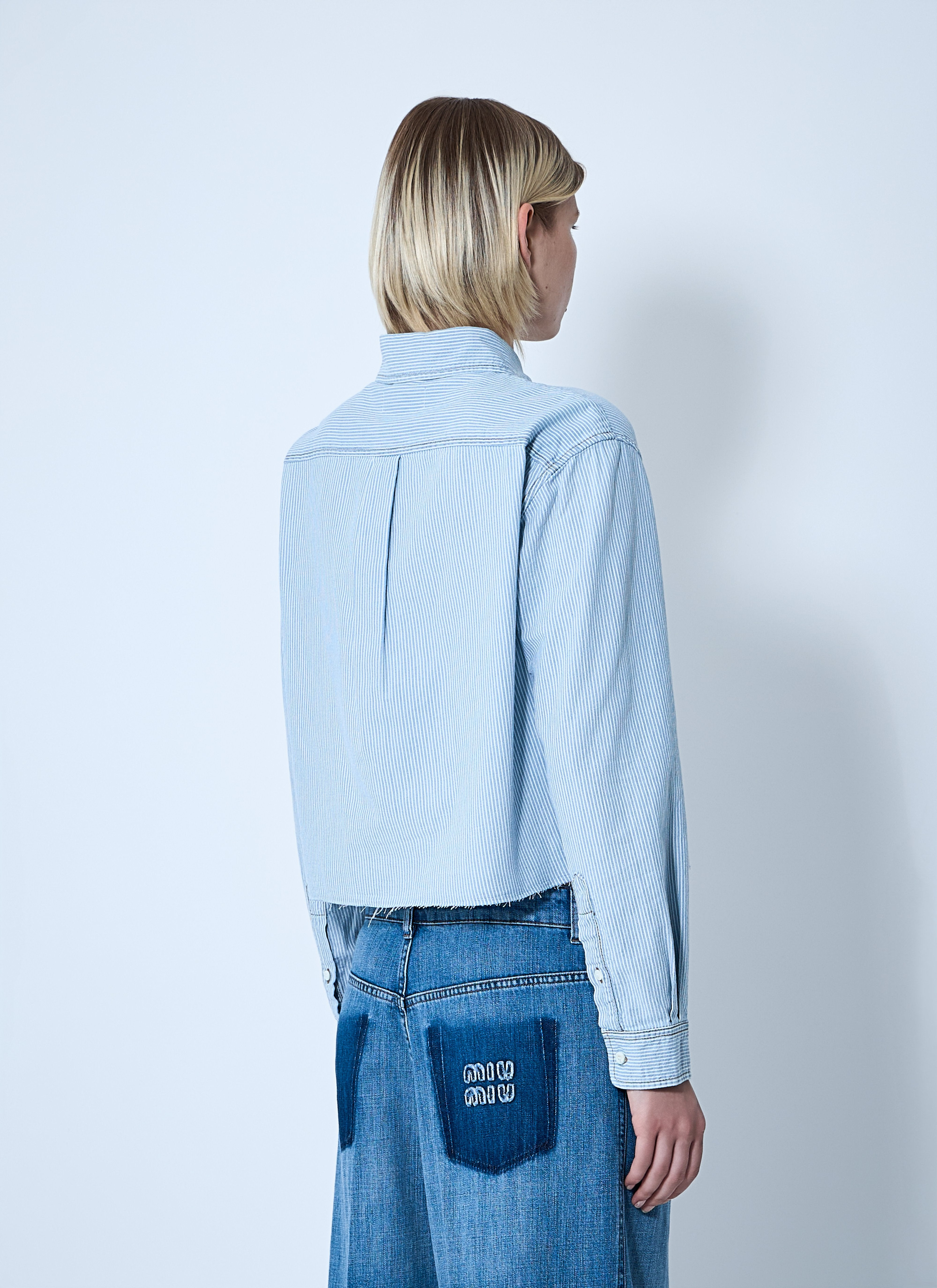 Miu Miu Women Striped Logo Motif Shirt - 4