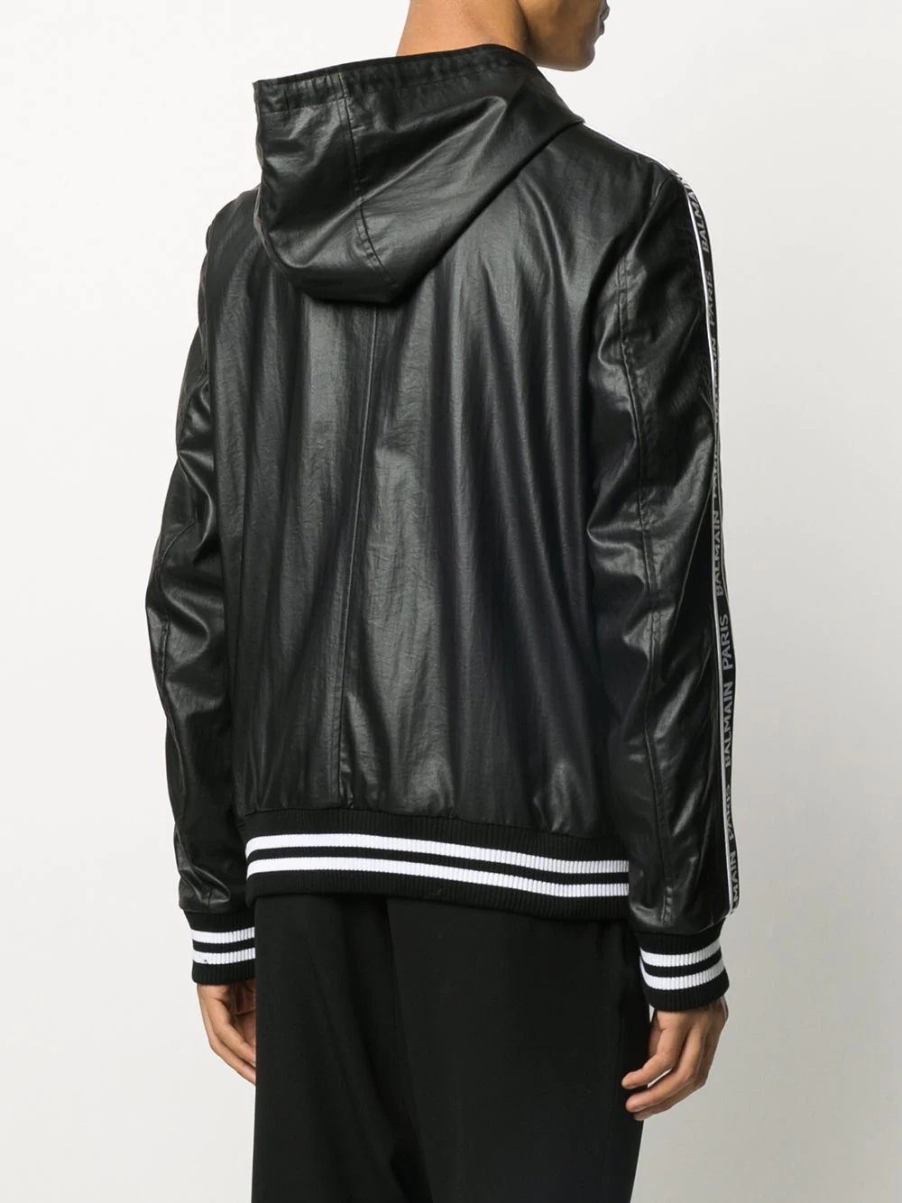 logo stripe hooded jacket - 4