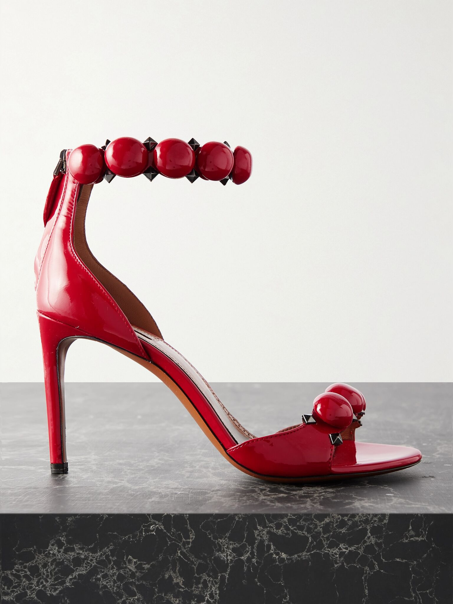 La Bombe 90 studded patent-leather sandals Red - 1