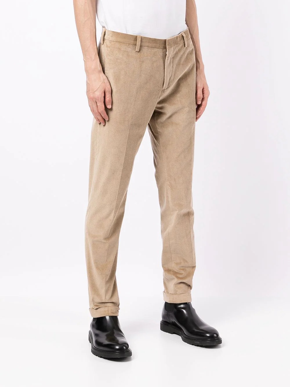 ribbed pressed-crease trousers - 3