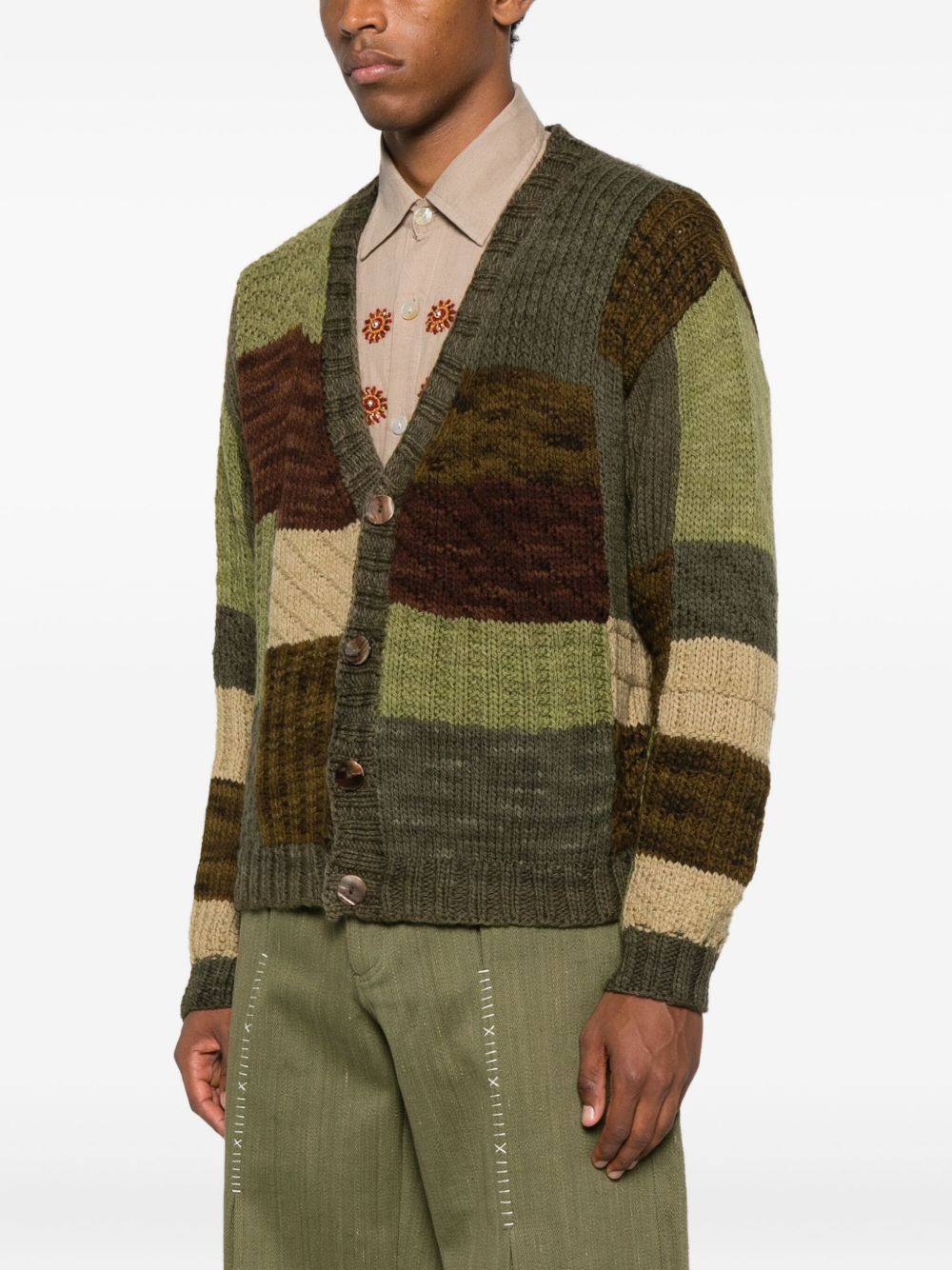 patchwork button cardigan - 3