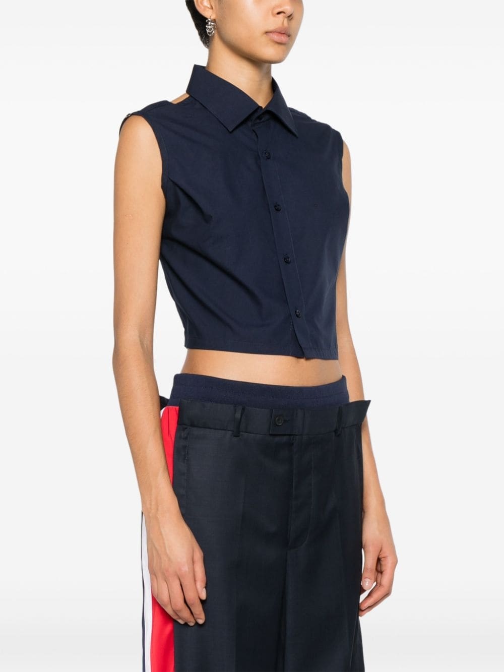 sleeveless open-back shirt - 3