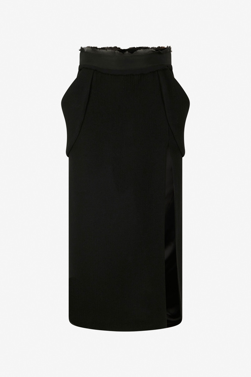 Black Midi Skirt With Slit 1