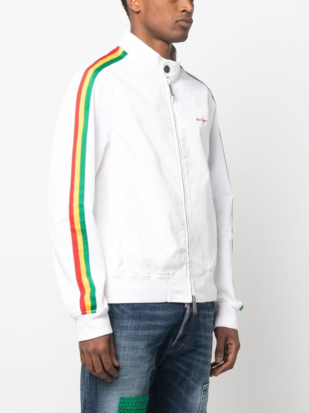 stripe-detail cotton jacket - 3