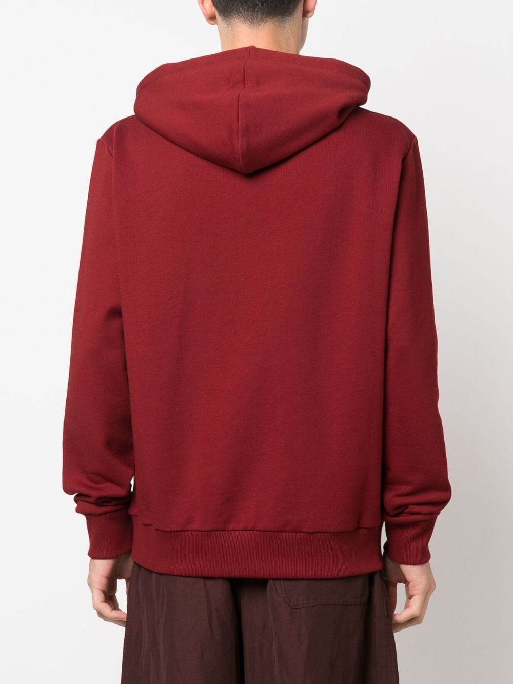 logo-print drawstring cotton hoodie - 4