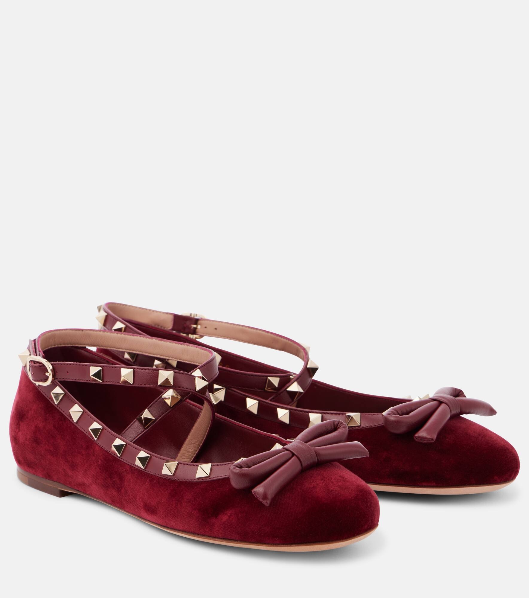 Rockstud velvet ballet flats - 1