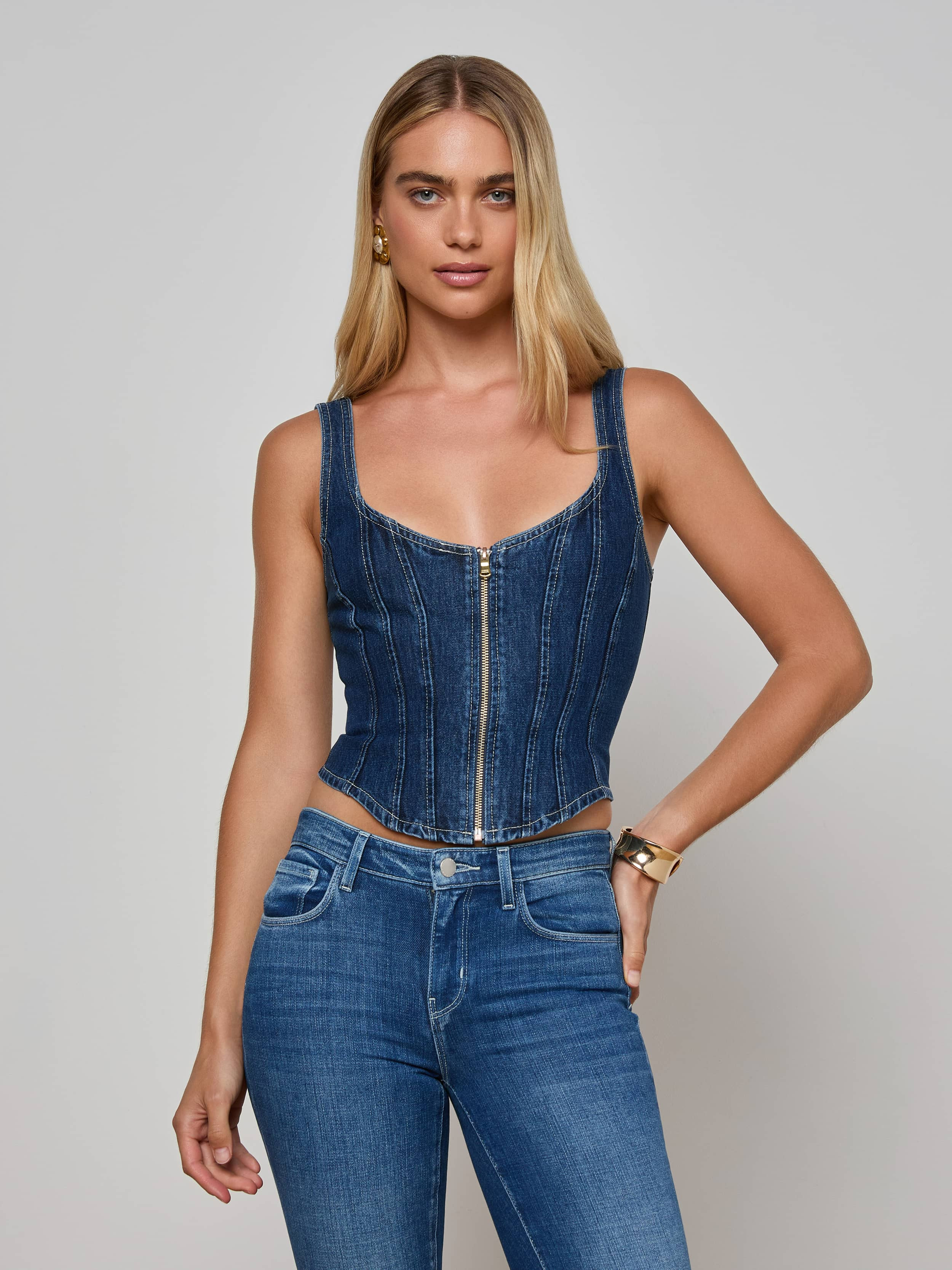 Elysia Zip Corset Denim Tank - 2