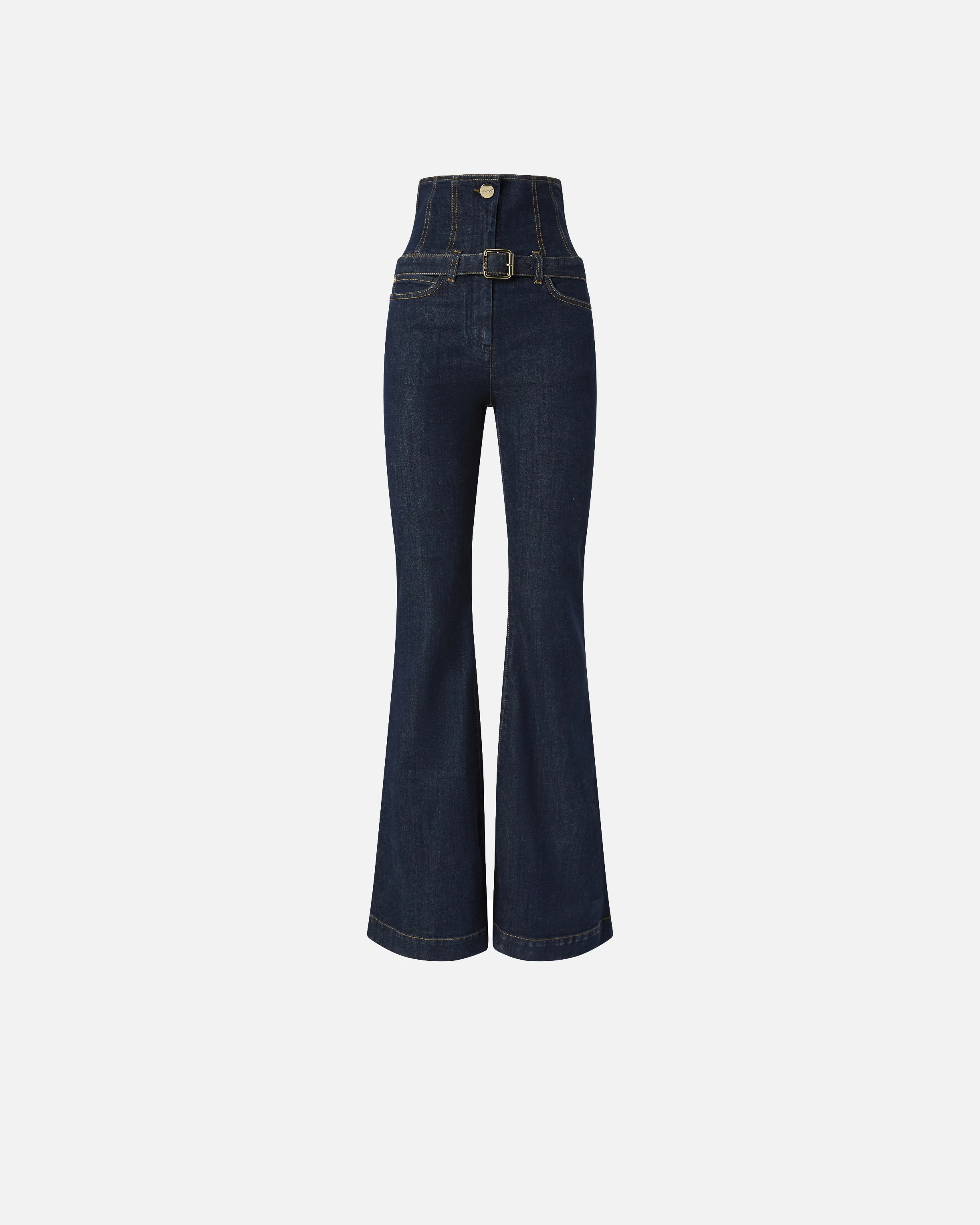 FLARED HIGH-WAISTED BUSTIER JEANS - 1