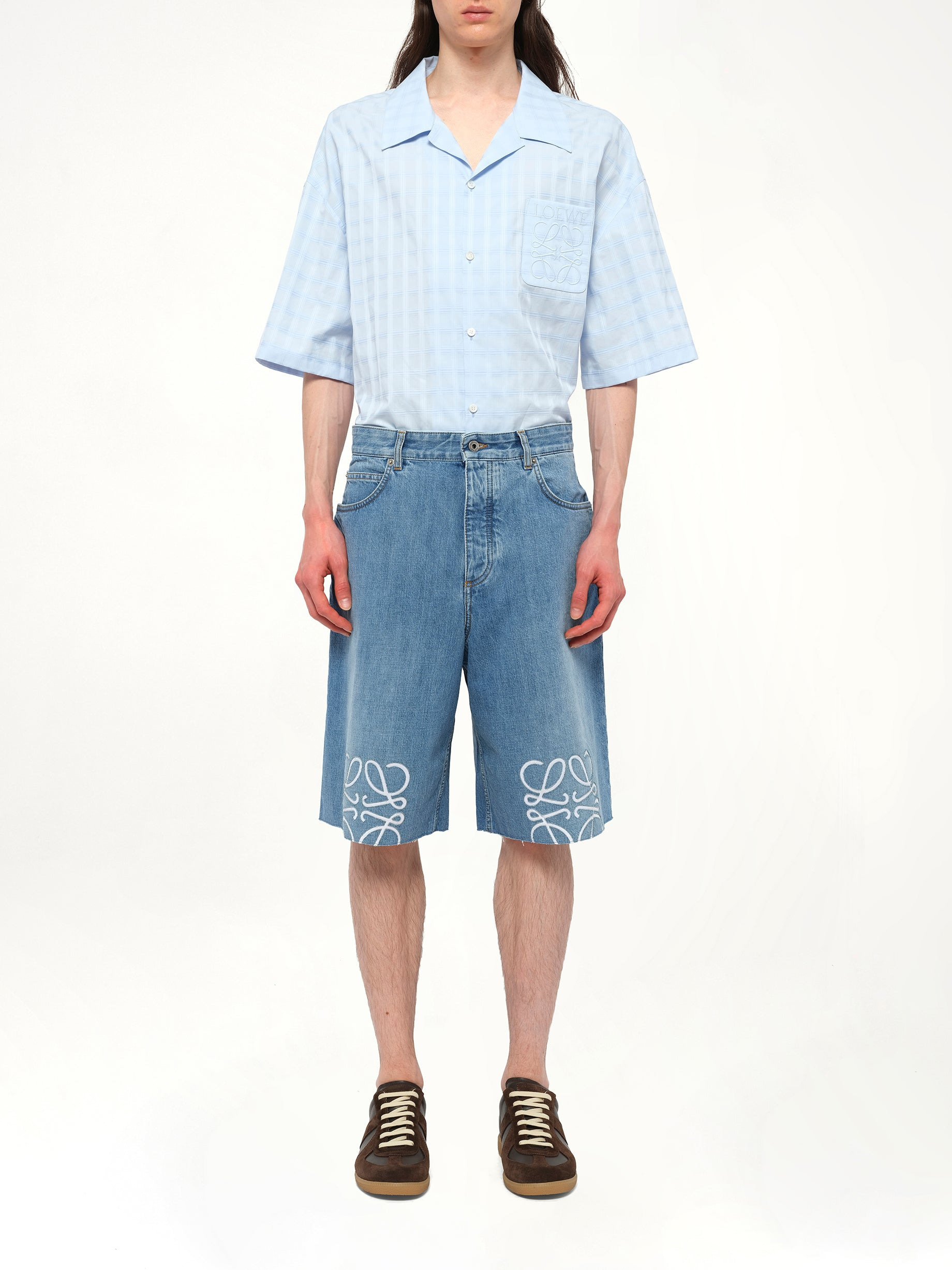 Anagram Shorts in Washed Denim - 7