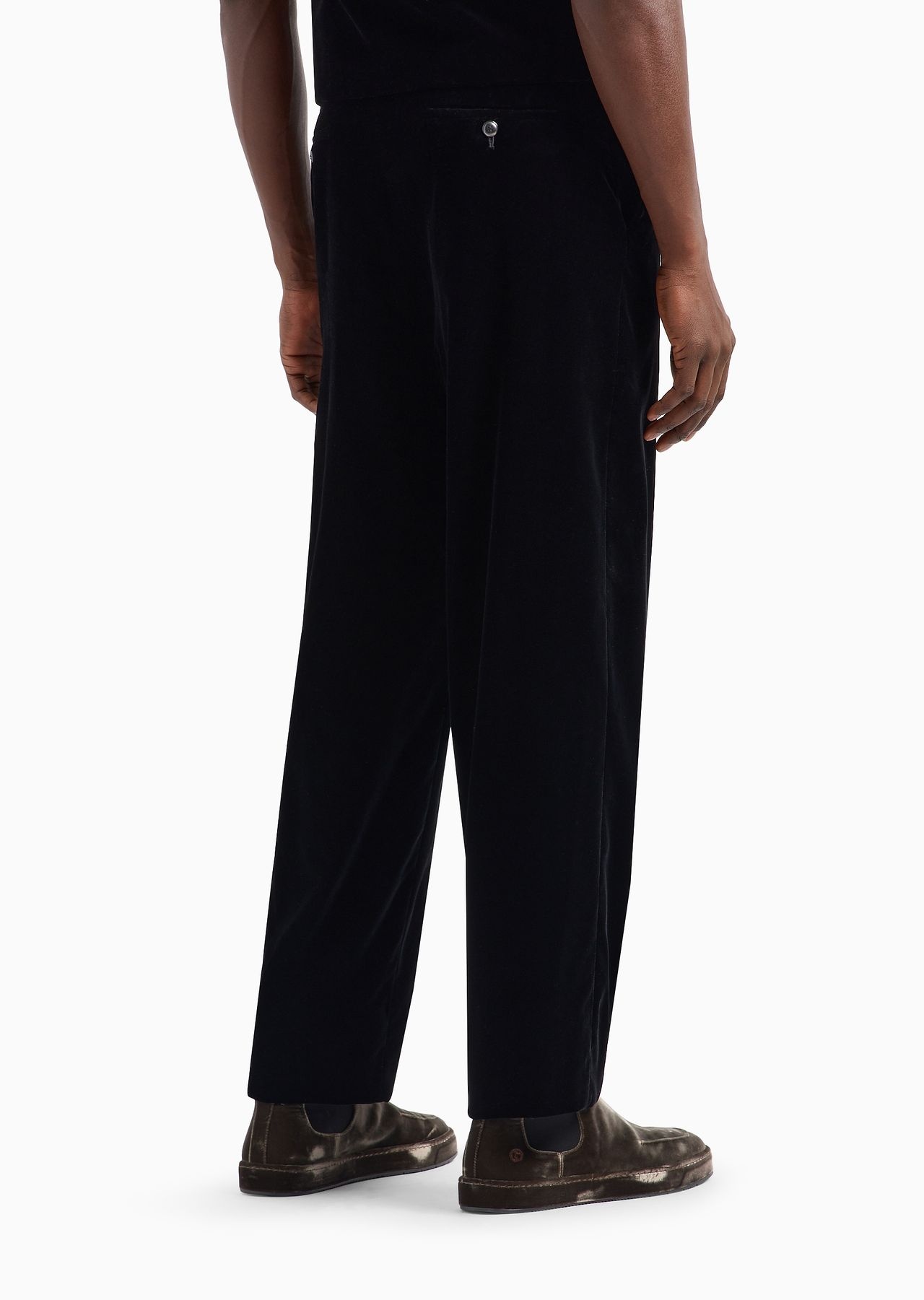 Velvet, flat-front trousers - 3