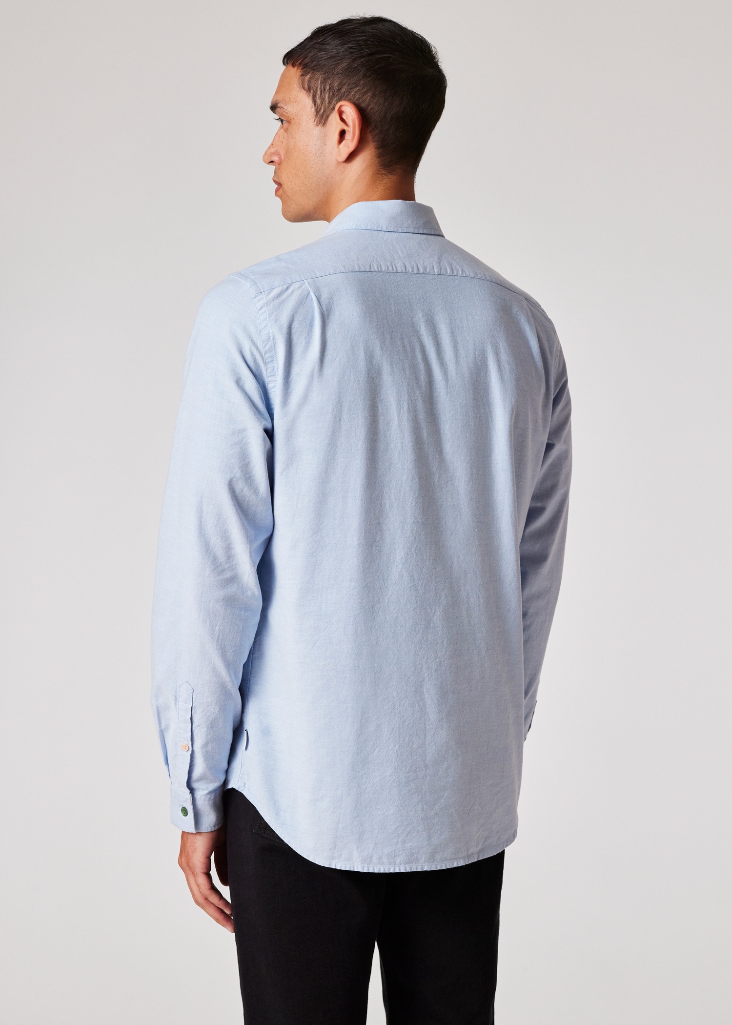 Tailored-Fit Sky Blue Organic-Cotton Multicolour Button Oxford Shirt - 4