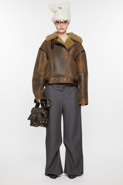 Acne Studios Leather shearling jacket - Brown outlook