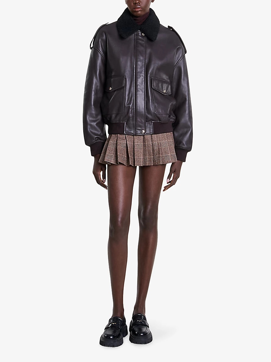 Oversized leather aviator jacket - 2