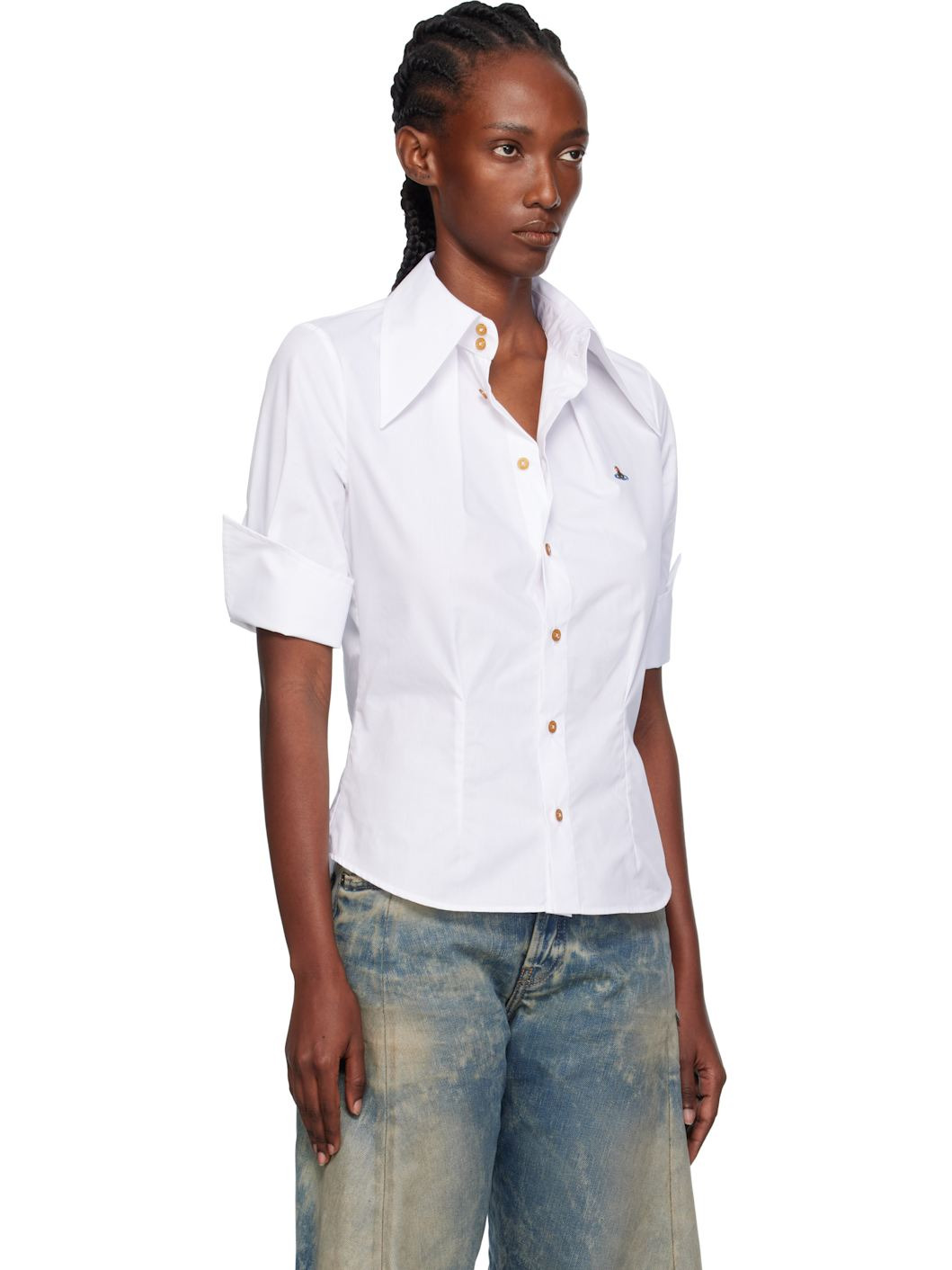White Short Sleeve Violin Shirt - 2