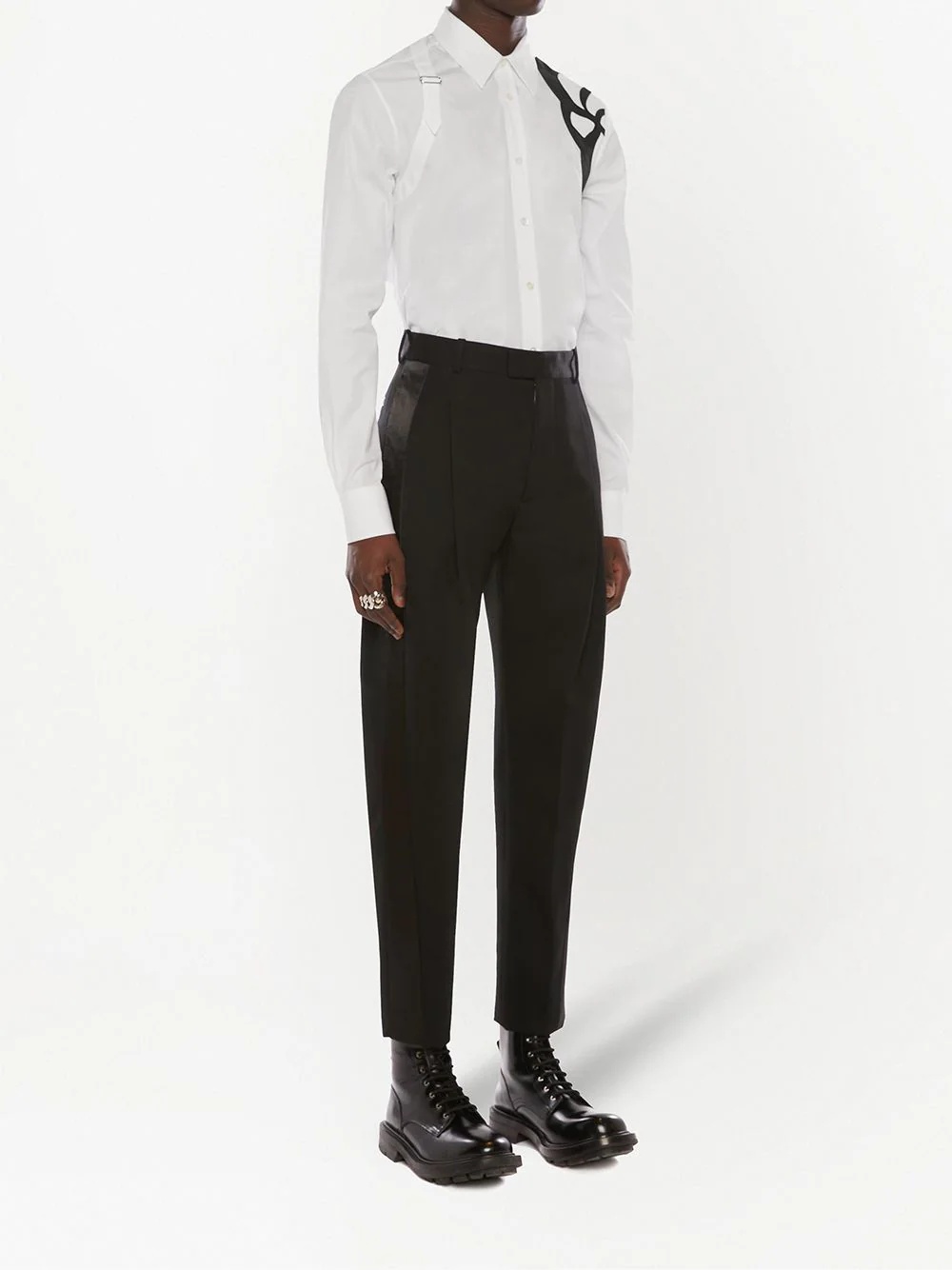 tailored satin-panel trousers - 3