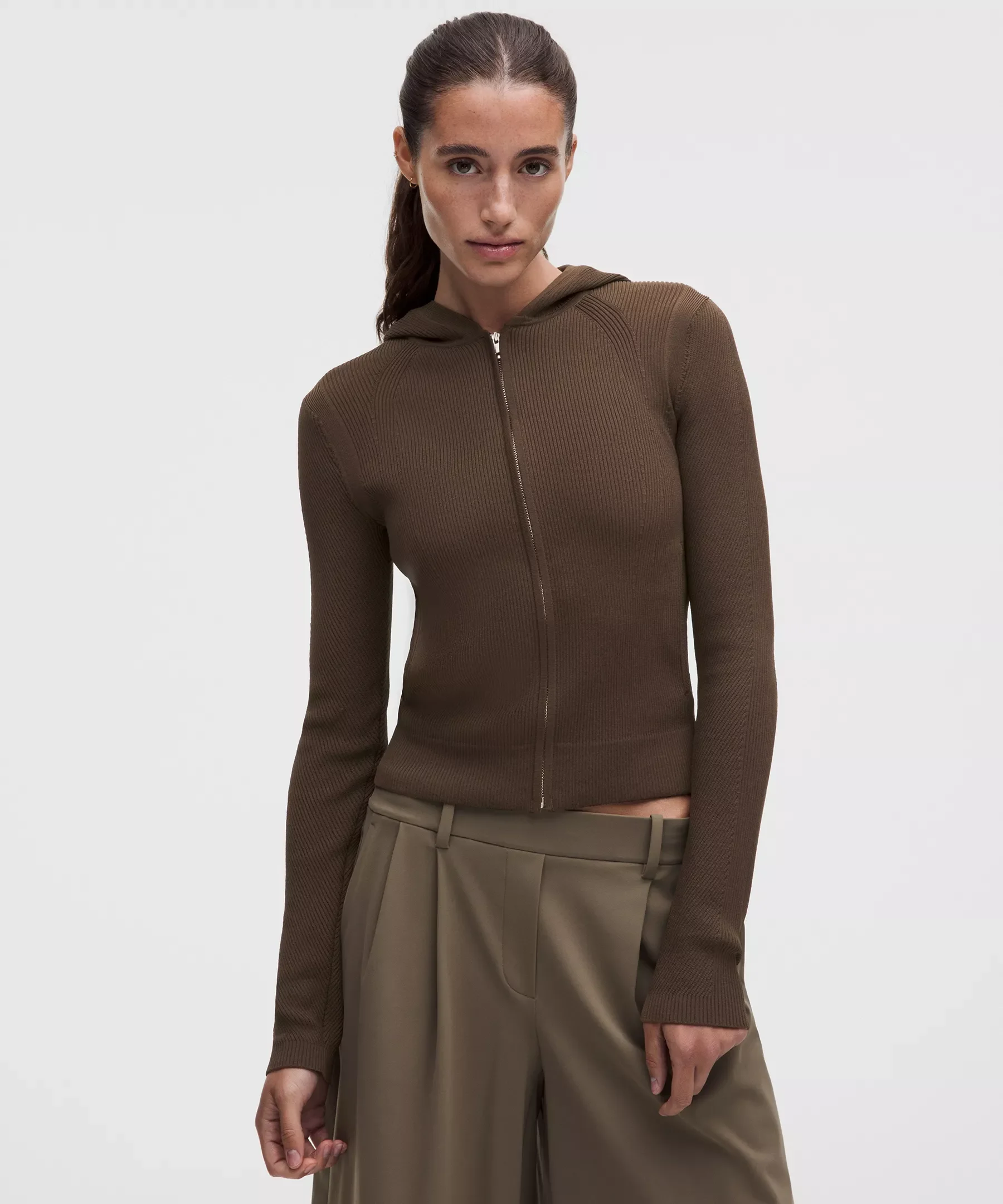 Structured Knit Zip-Up Hoodie - 1