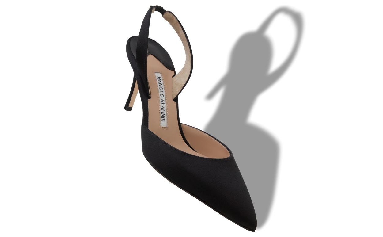 Black Satin Slingback Pumps - 2