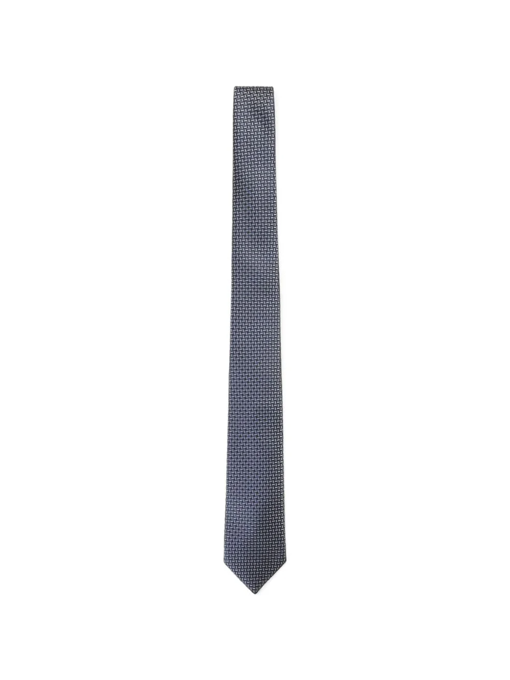 geometric-pattern silk tie - 1