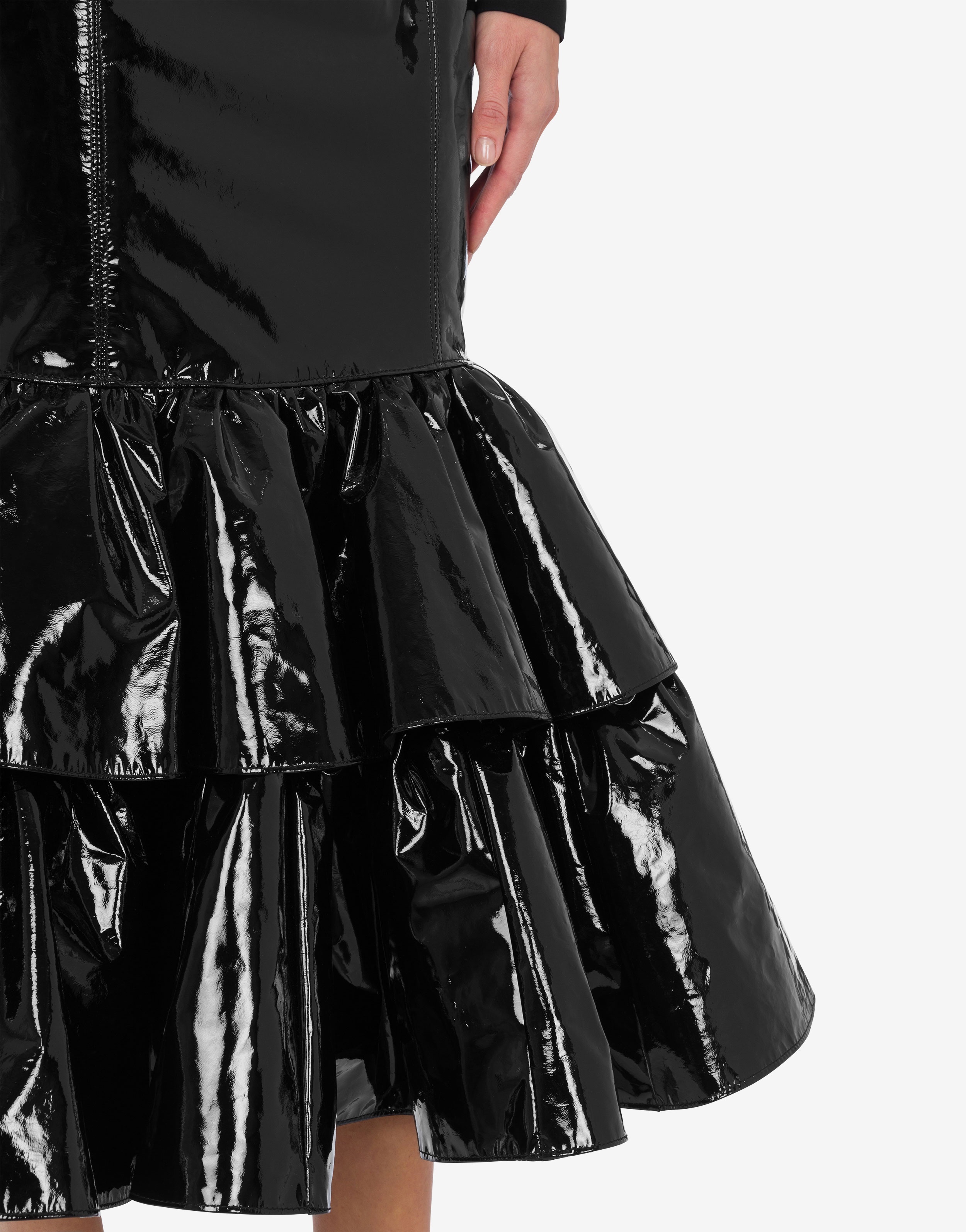 PATENT LEATHER SKIRT WITH RUFFLES - 4