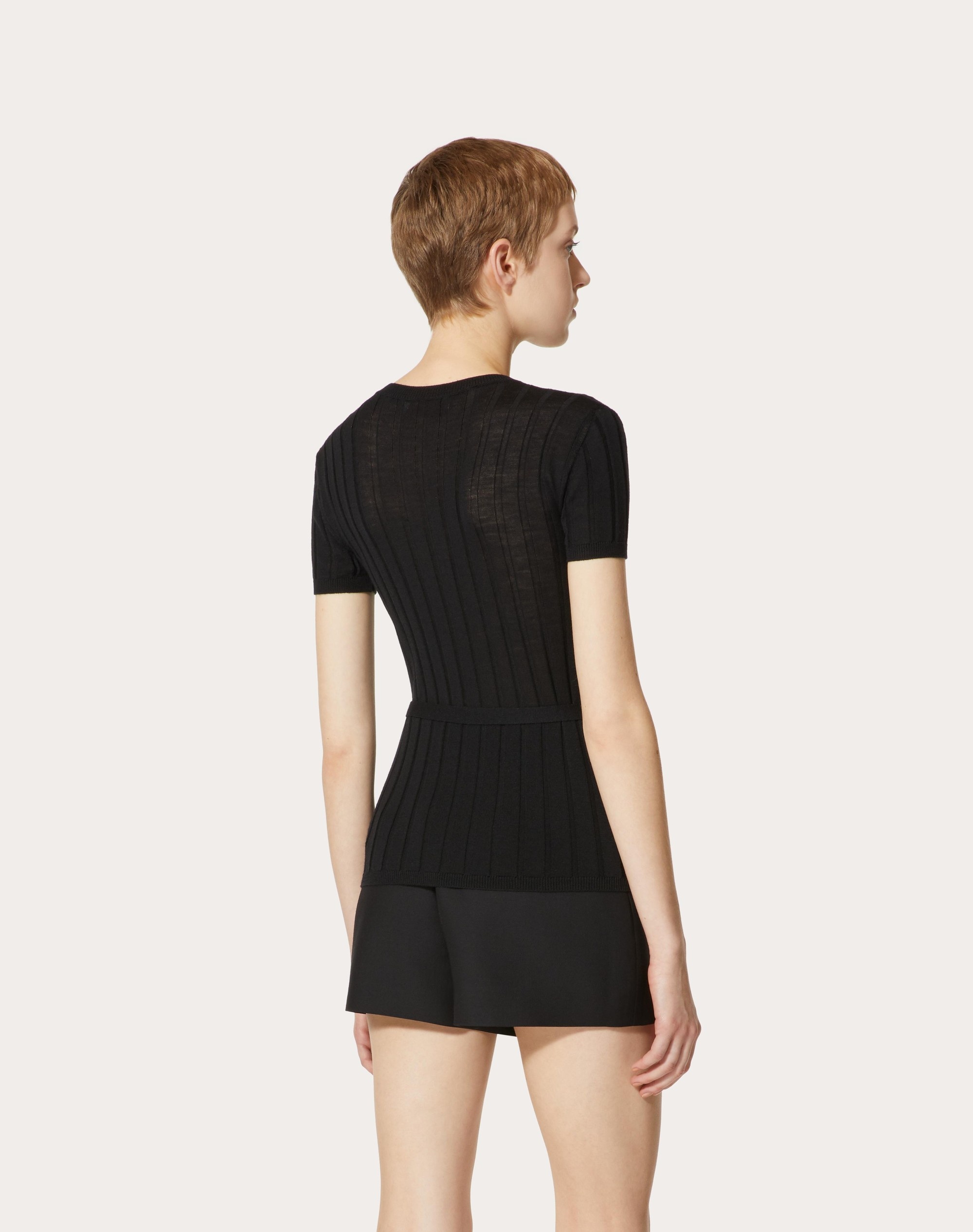 WOOL JUMPER WITH VLOGO SIGNATURE BELT DETAIL - 3