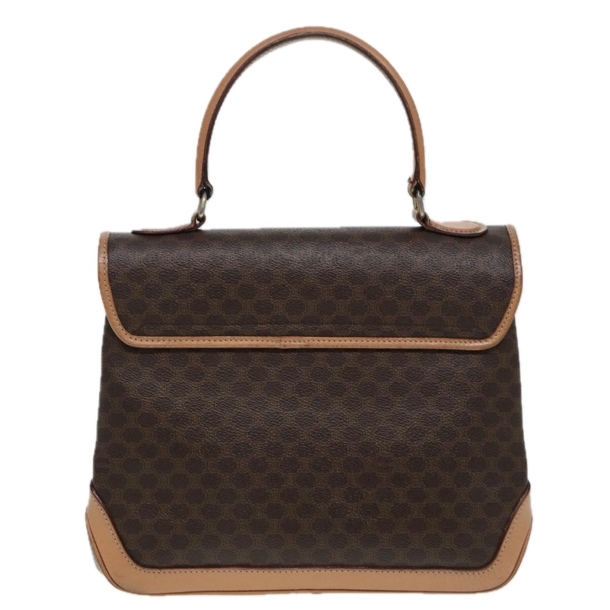 CELINE Macadam Canvas Hand Bag Pvc Leather Brown Gold - 2
