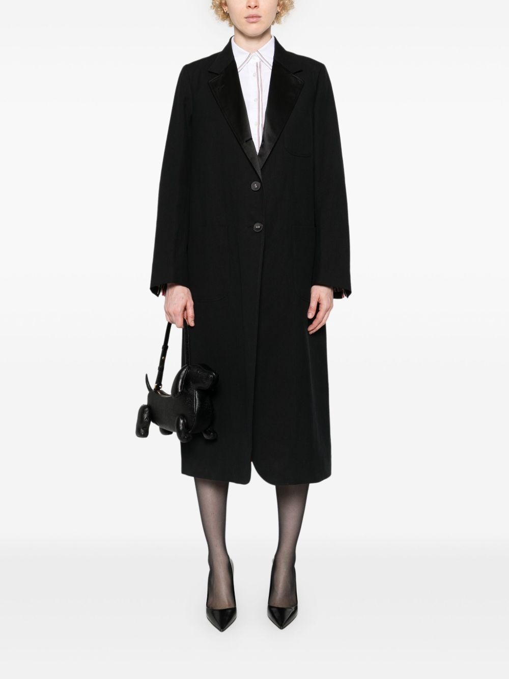 slub-texture single-breasted coat - 2