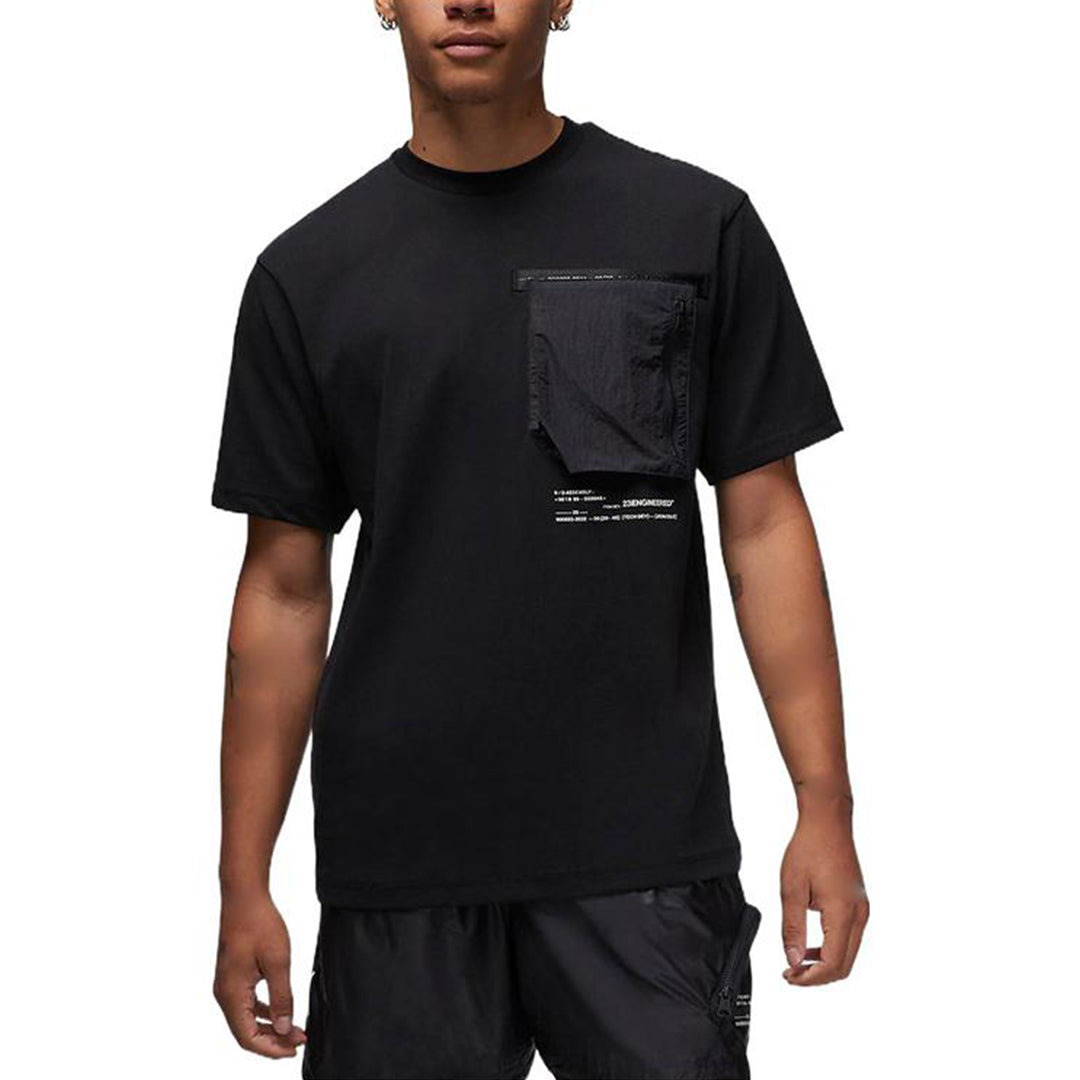 Air Jordan 23 Engineered Solid Color Pocket Round Neck Casual Short Sleeve Black DM1389-010 - 3