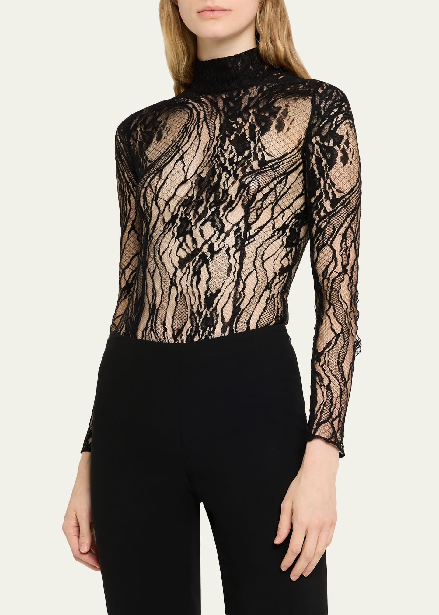 Turtleneck Lace Long-Sleeve Bodysuit - 4