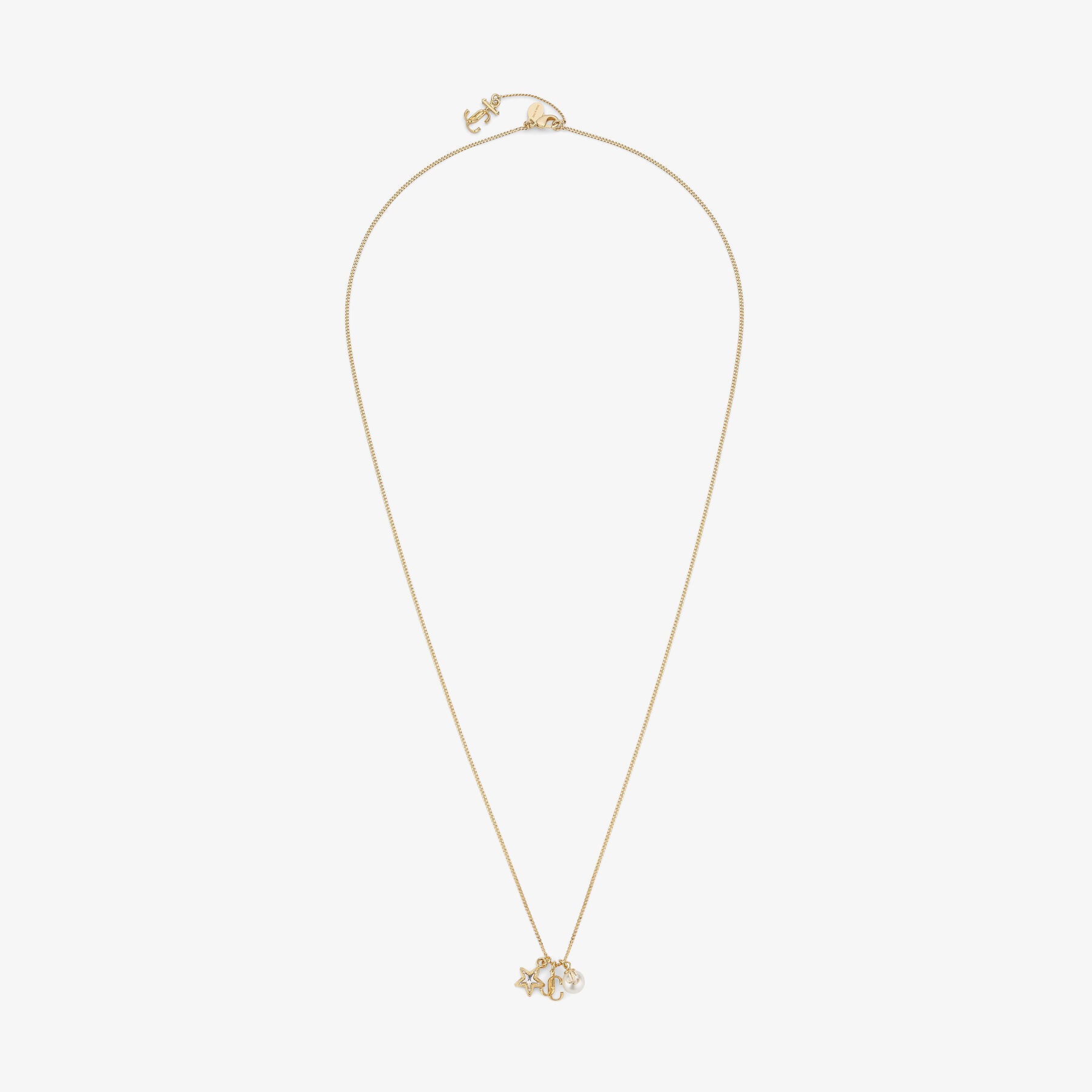 Charm Necklace
Gold-Finish Metal Necklace with Swarovski Crystal Star, Pearl and JC Monogram - 1