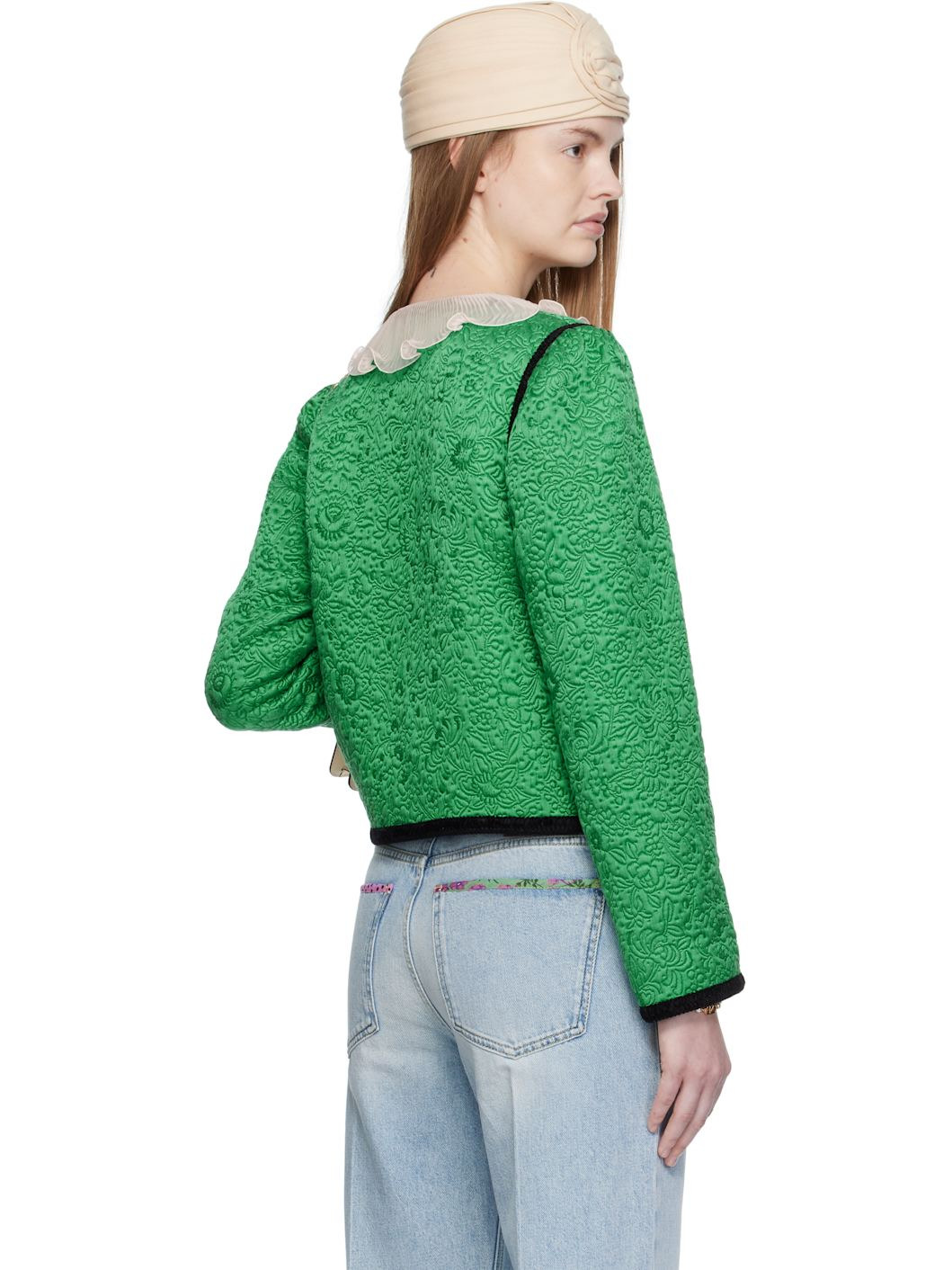 Green Apres L'Hiver Floral Matelassé Jacket - 3