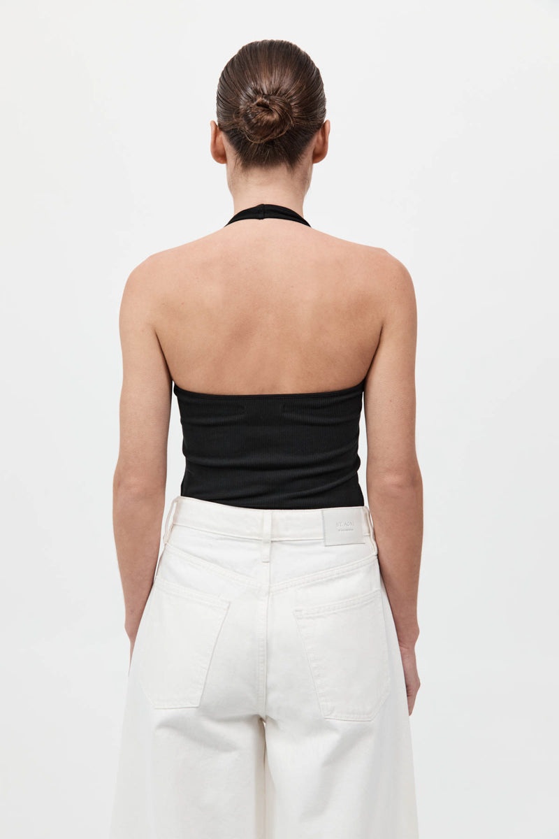 Rib Halter Top - Black - 5